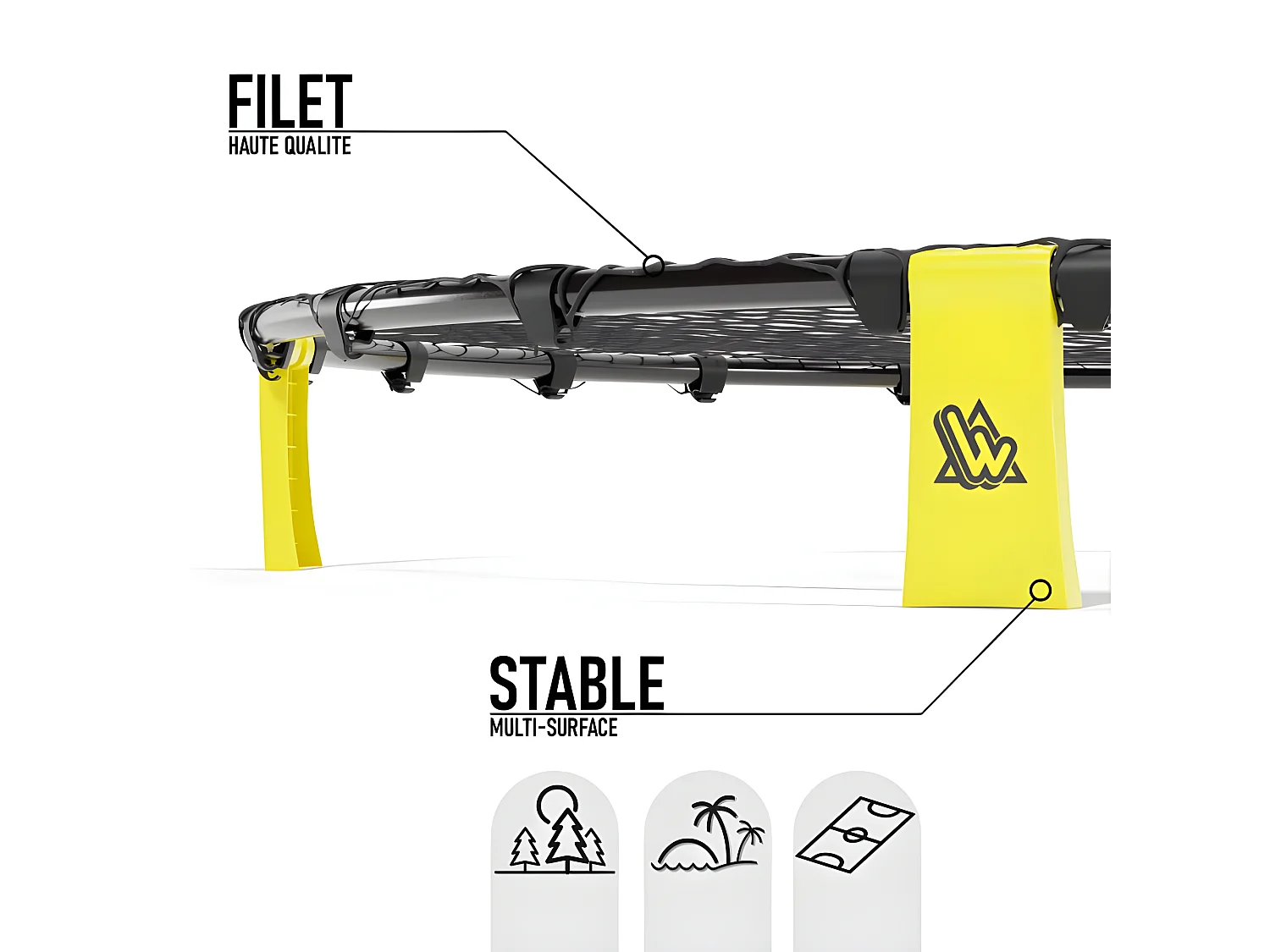 Set de Smashball jaune 90cm avec 3 ballons, une pompe et un sac de transport