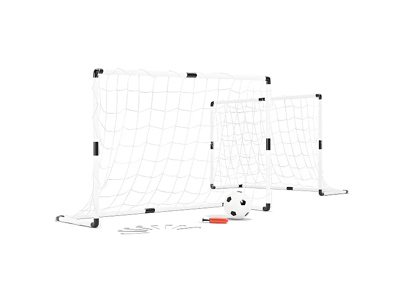 2 cages de foot pour enfant 120 x 80cm, 1 ballon et pompe inclus, intérieur/extérieur
