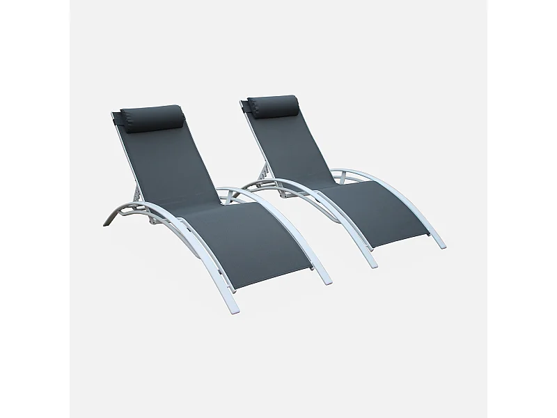 Tumbona de aluminio textileno, set de 2 blanco