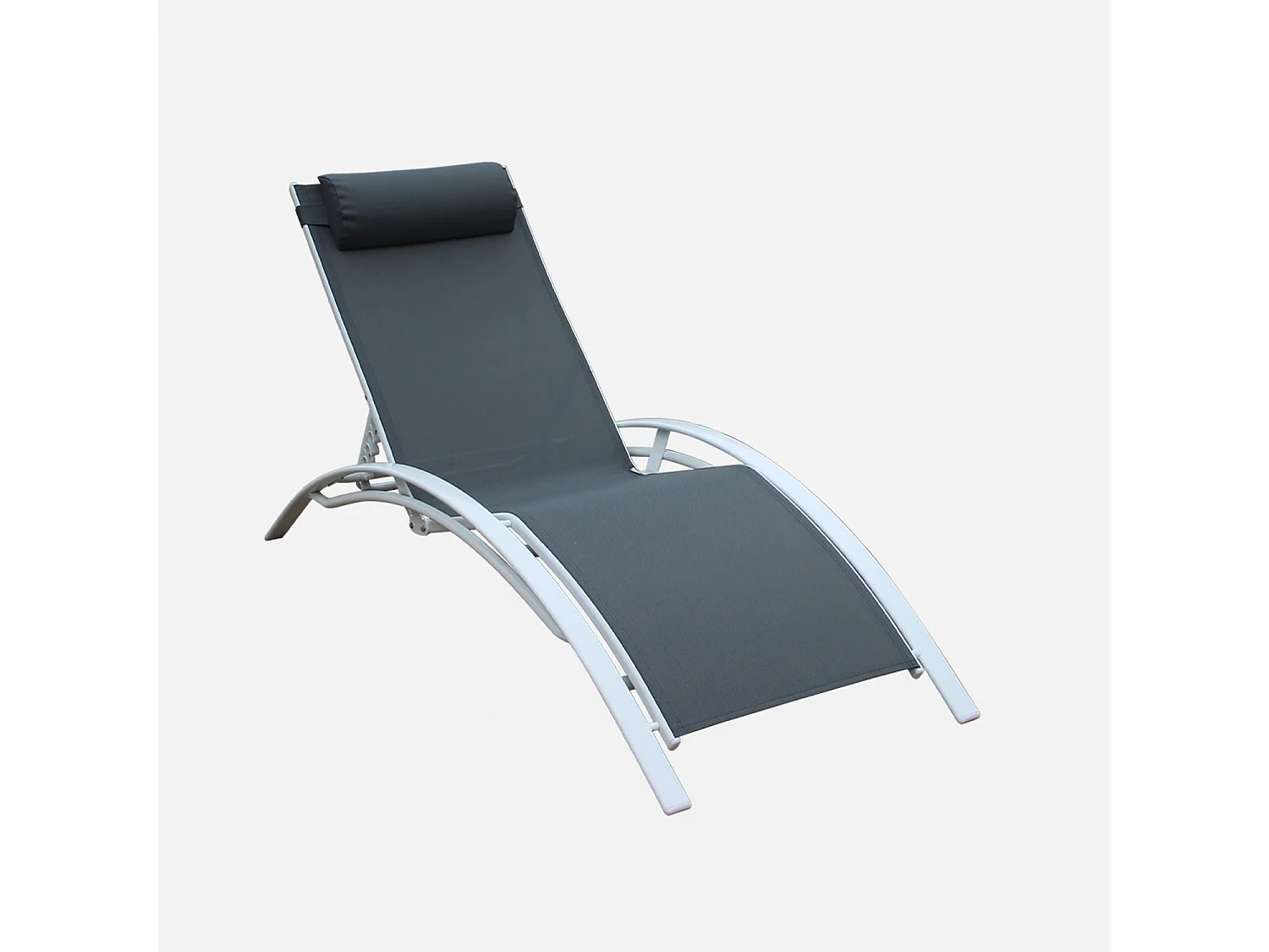 Tumbona de aluminio textileno, set de 2 blanco