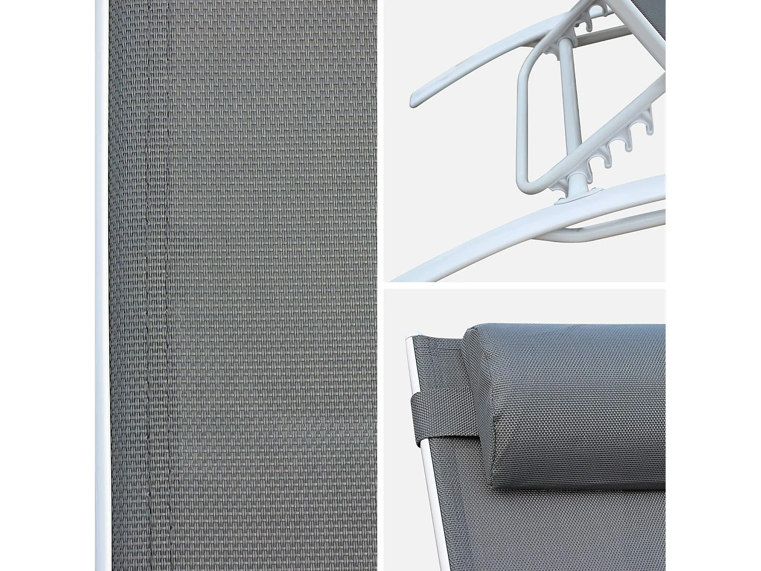 Tumbona de aluminio textileno, set de 2 blanco