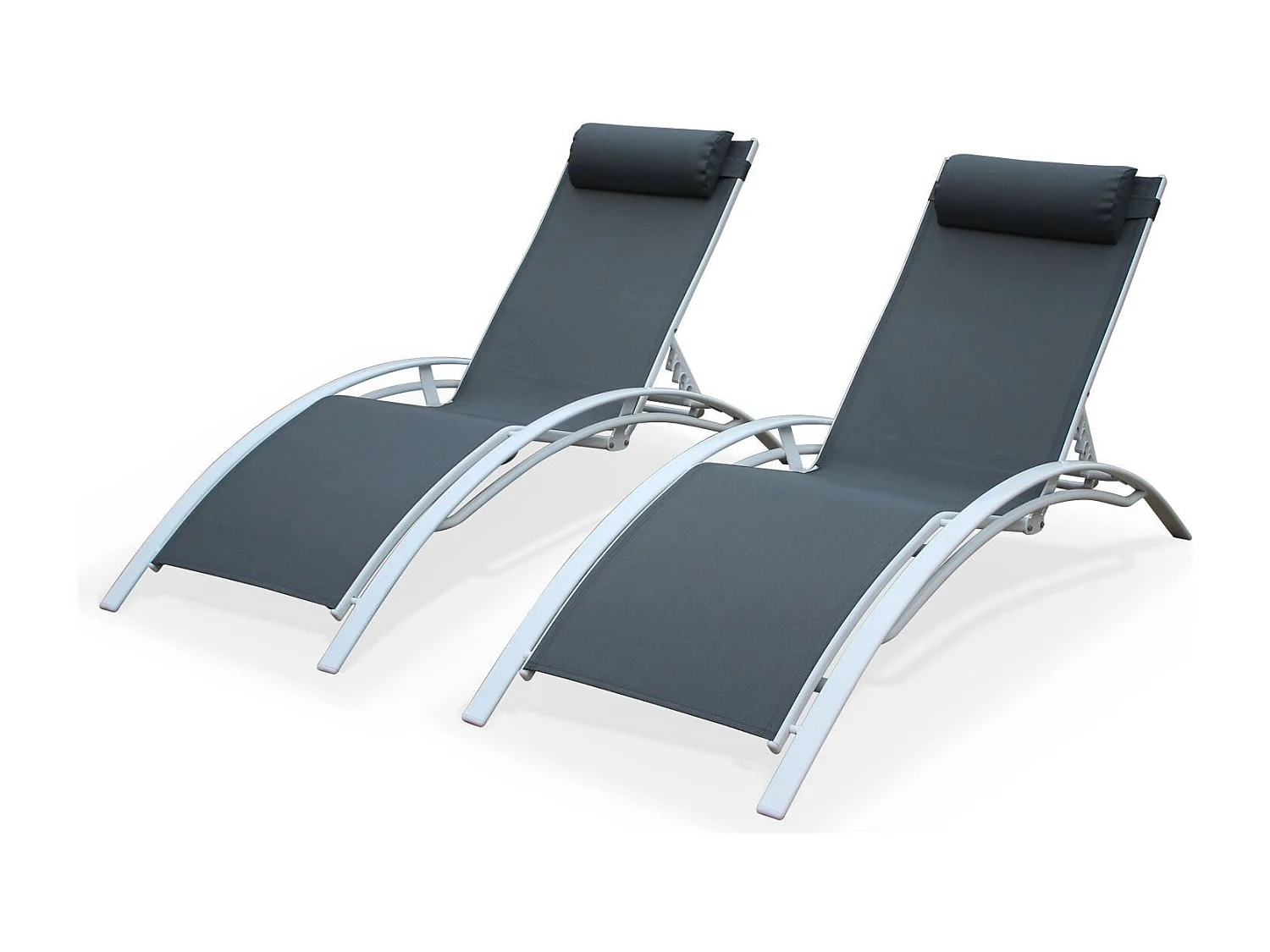 Tumbona de aluminio textileno, set de 2 blanco