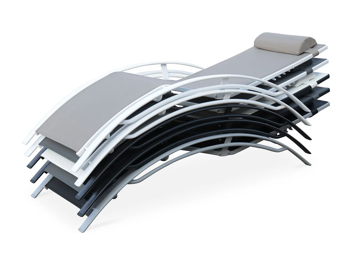 Tumbona de aluminio textileno, set de 2 blanco