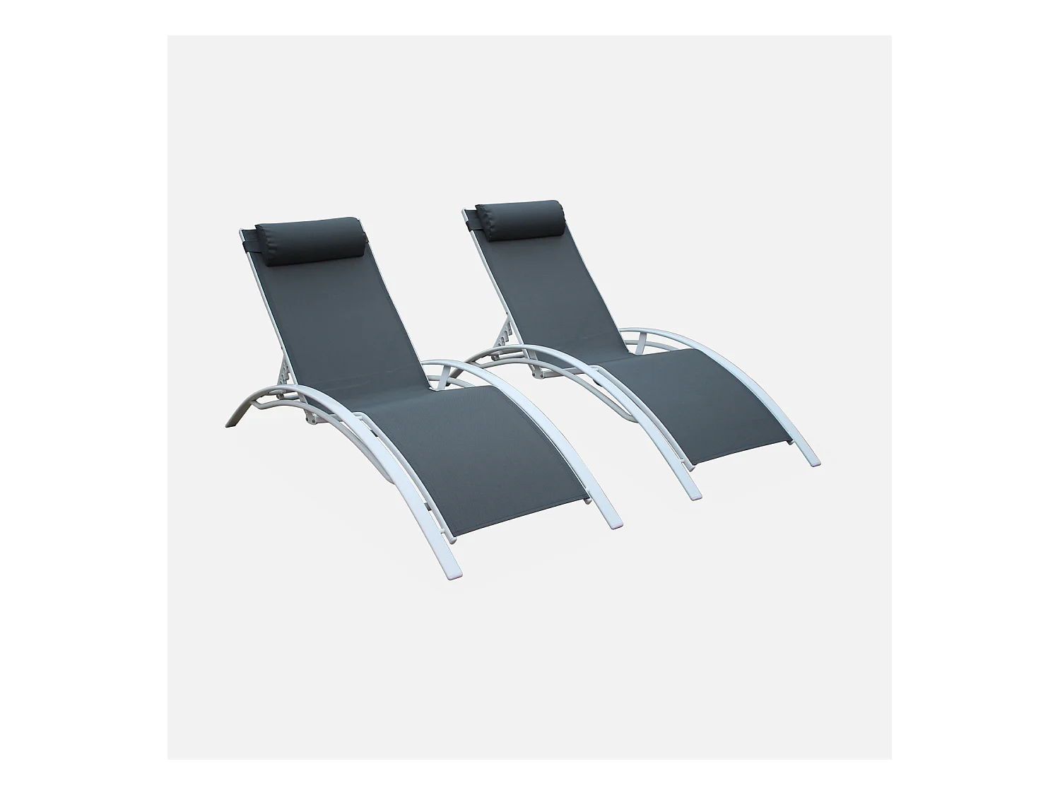 Set di 2 lettini prendisole in alluminio textilene, multiposizione,