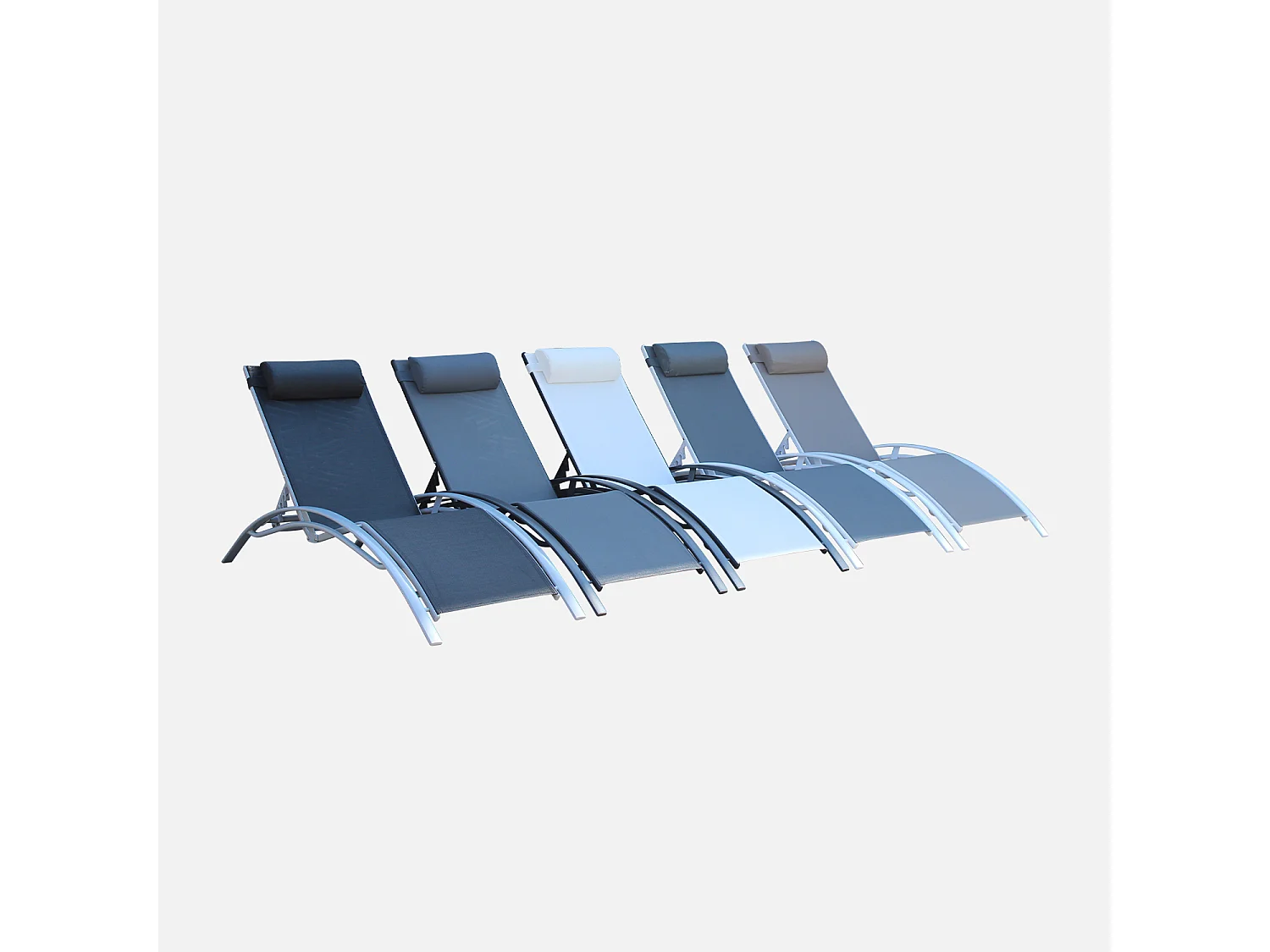 Tumbona de aluminio textileno, set de 2 blanco