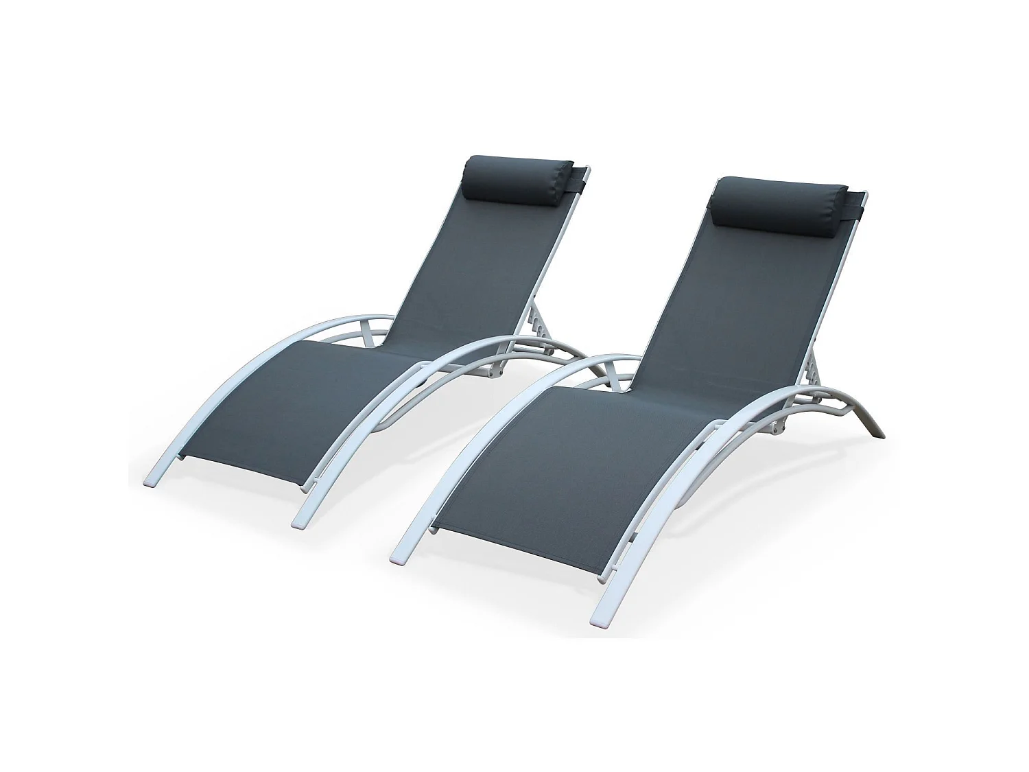 Tumbona de aluminio textileno, set de 2 blanco