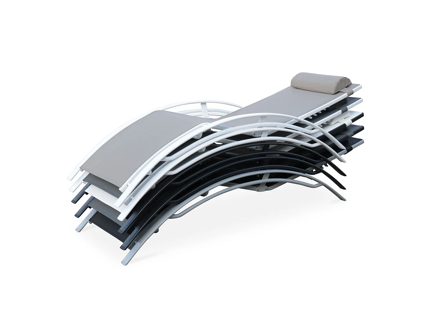 Tumbona de aluminio textileno, set de 2 blanco