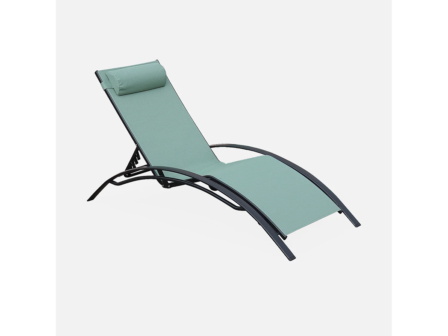 Duo de bains de soleil aluminium - Louisa Vert de gris - Transats aluminium et textilène