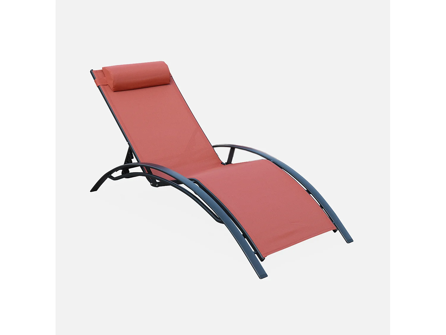 Duo de bains de soleil aluminium - Louisa terracotta- Transats aluminium et textilène