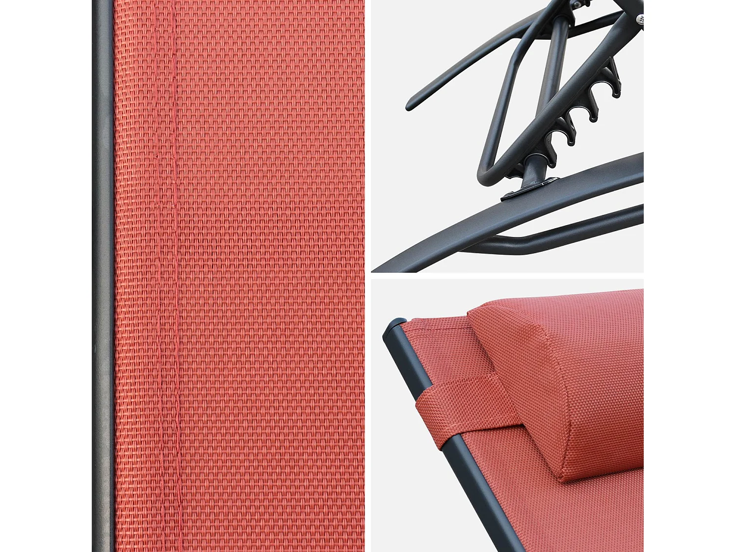 Duo de bains de soleil aluminium - Louisa terracotta- Transats aluminium et textilène