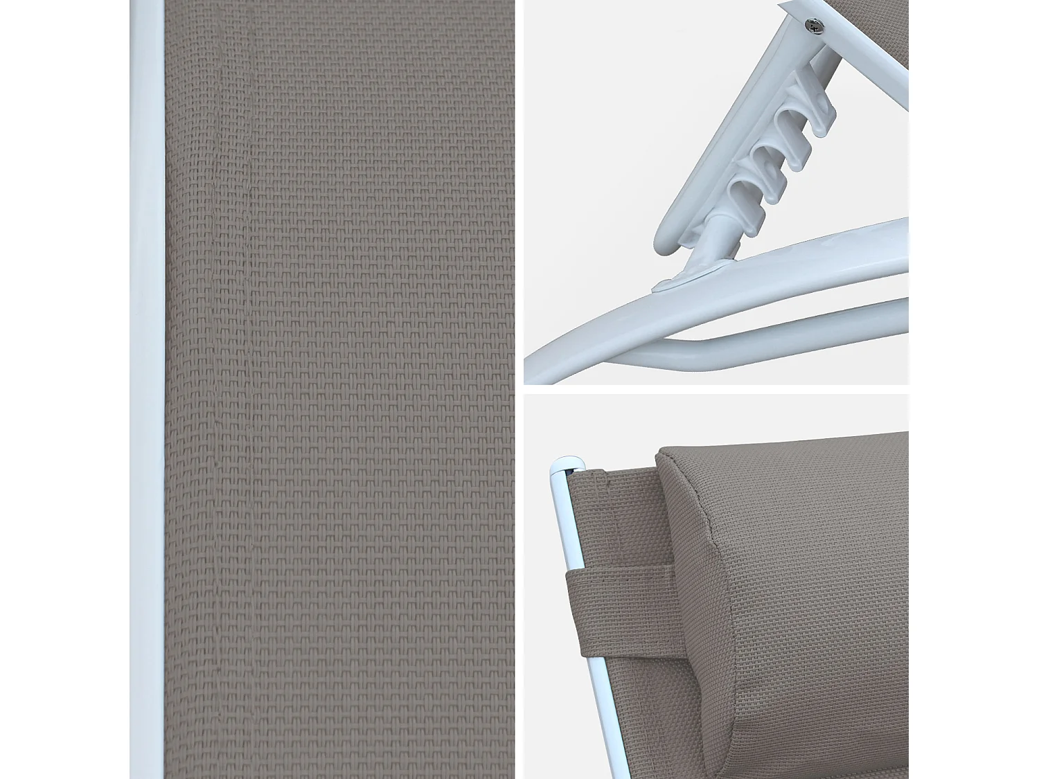 Tumbona de aluminio textileno, set de 2 blanco