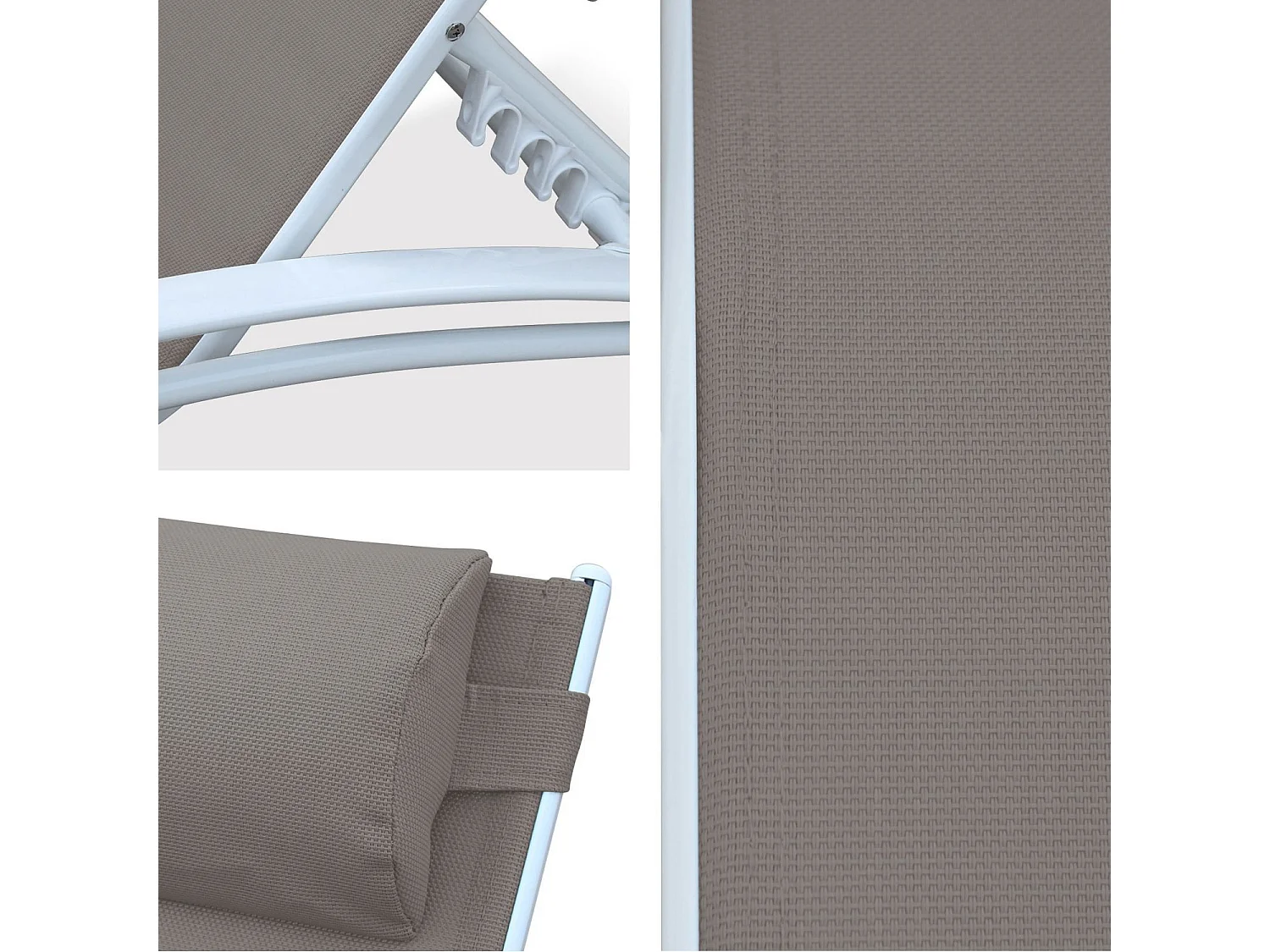Tumbona de aluminio textileno, set de 2 blanco