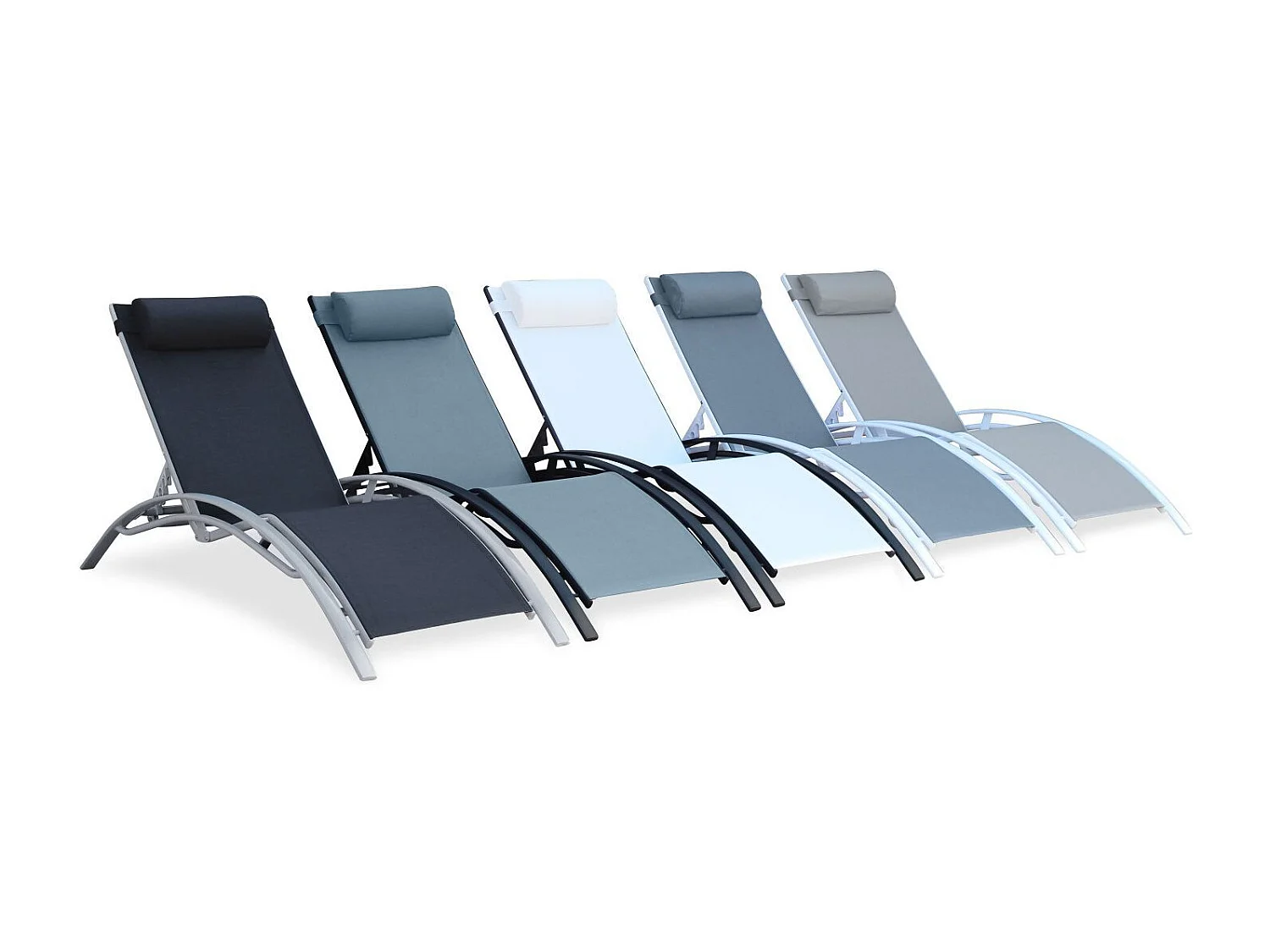 Tumbona de aluminio textileno, set de 2 blanco