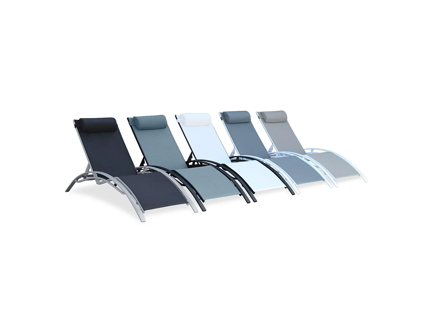 Tumbona de aluminio textileno, set de 2 blanco