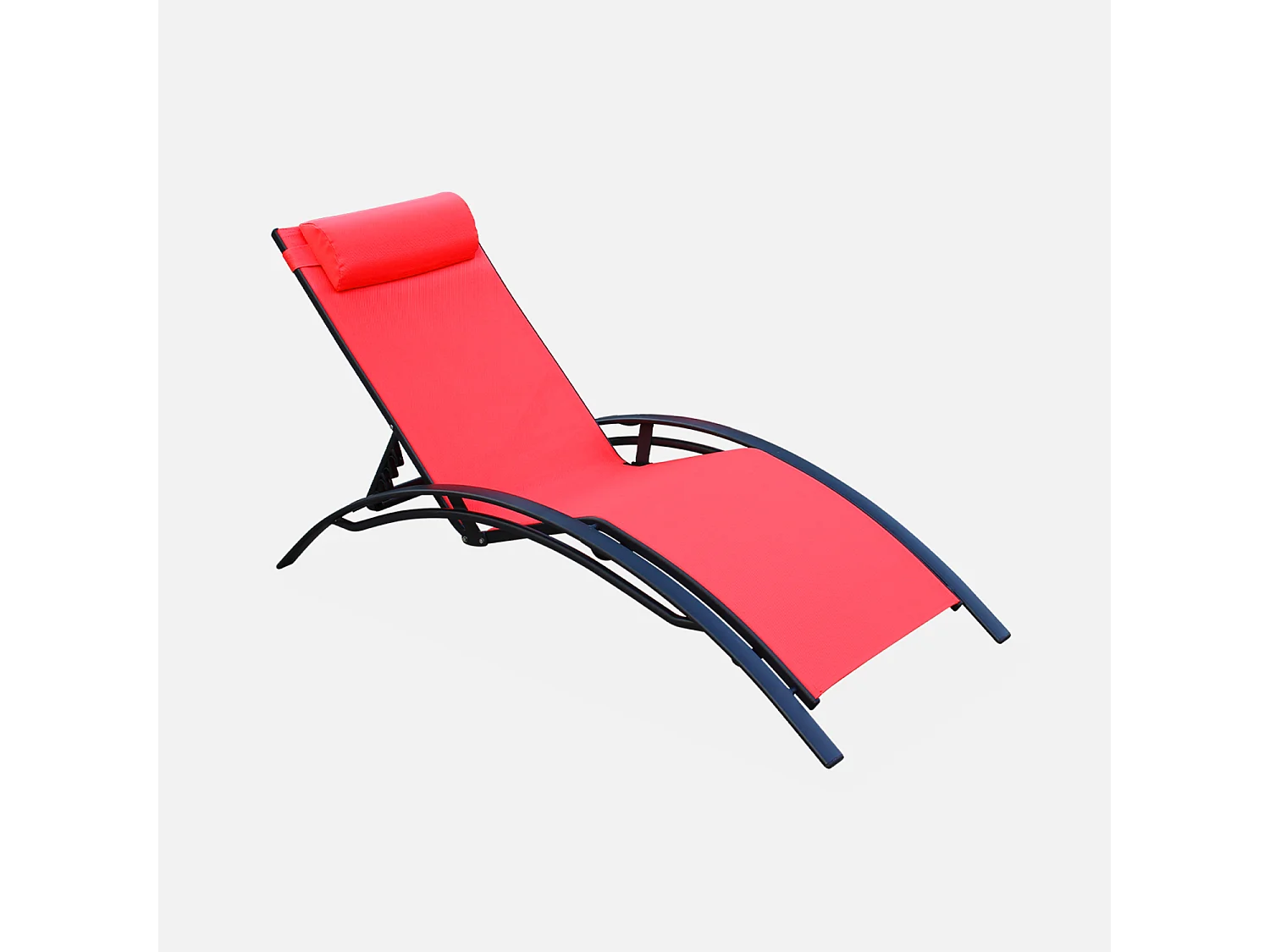 Duo de bains de soleil aluminium - Louisa Corail - Transats aluminium et textilène