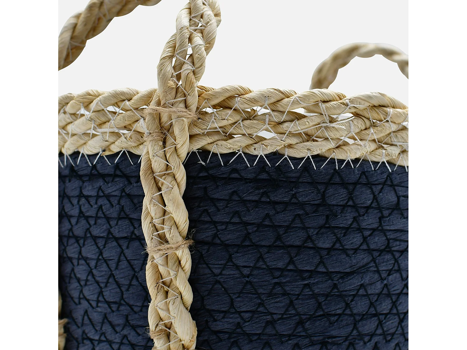 Set cestini coprivaso intrecciati , 3 misure, blu