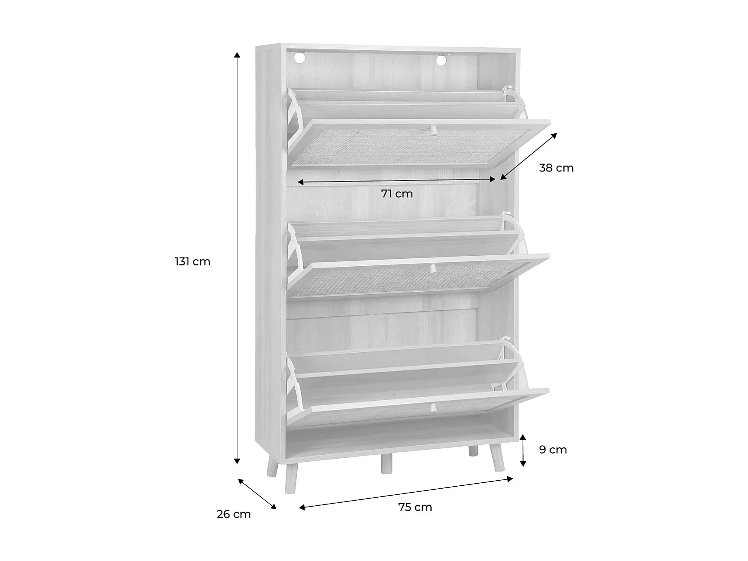 Mueble zapatero de caña natural