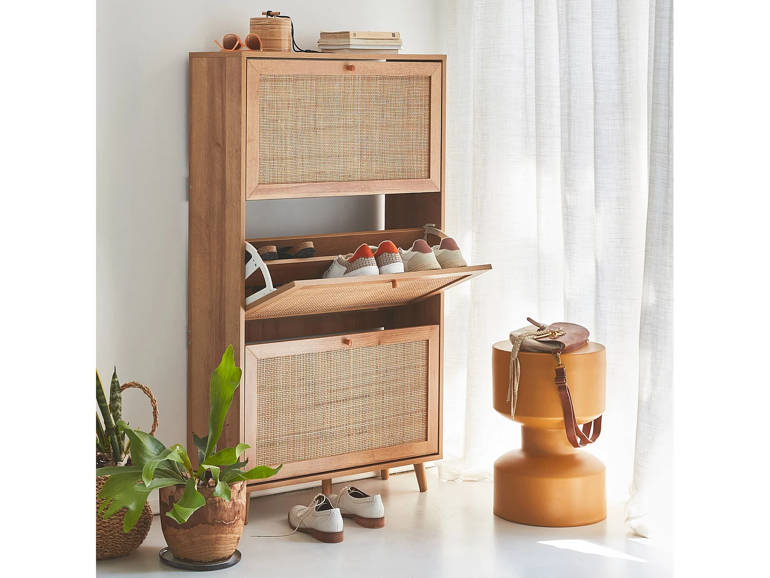 Scarpiera in canna, marrone naturale