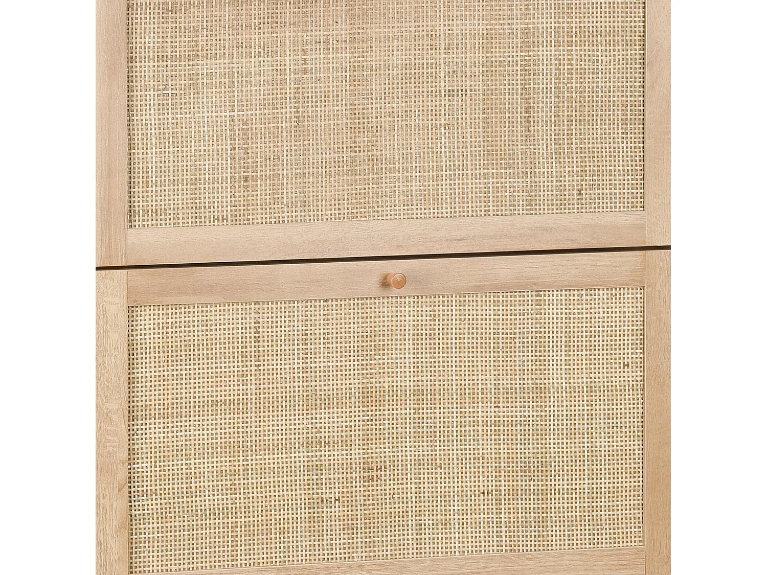 Scarpiera con decoro in canna, 3 ante, marrone naturale