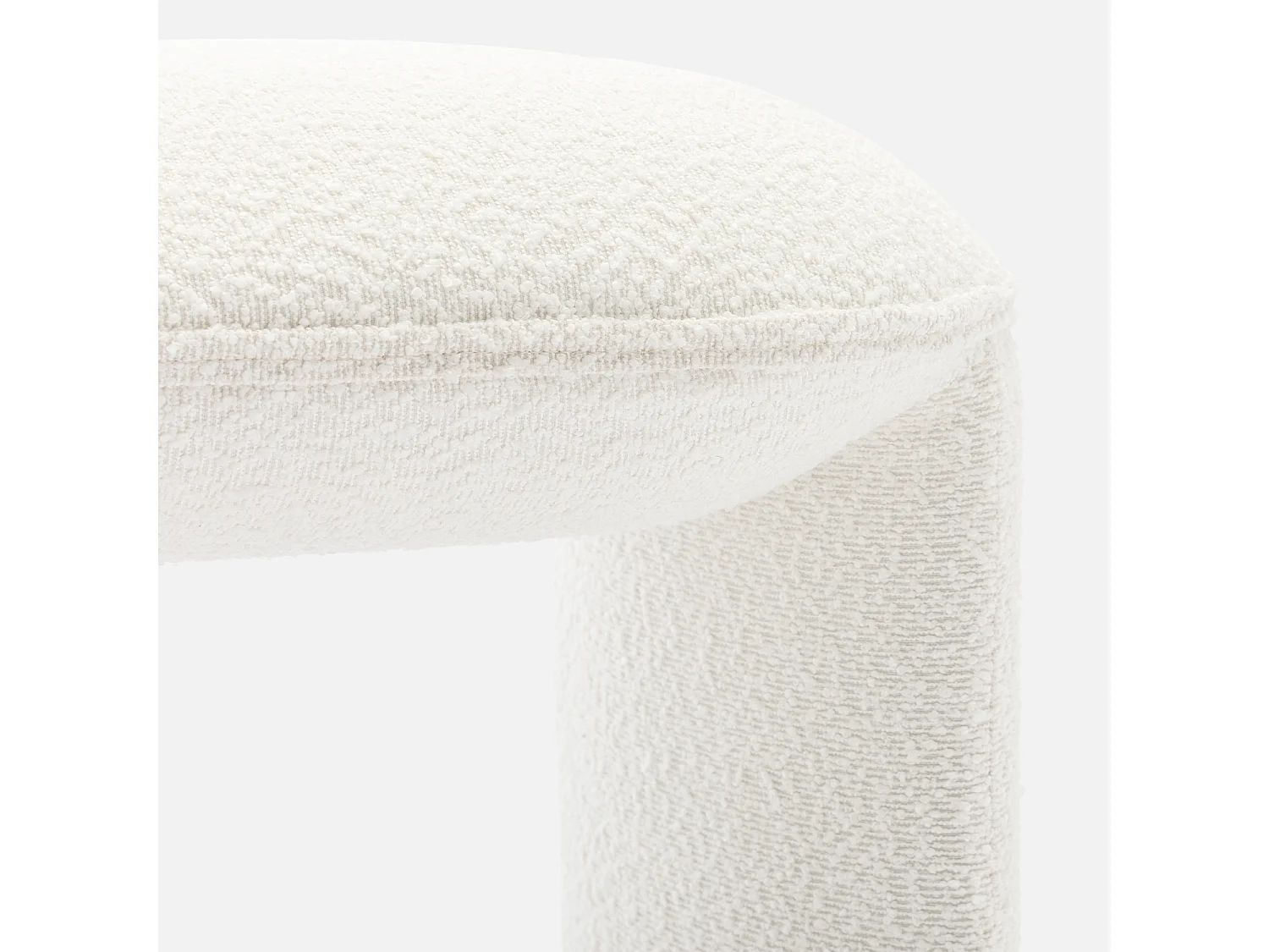 Banc ou bout de lit en tissu bouclette blanc crème L 100 x P 44 x H 41cm - SHAWN