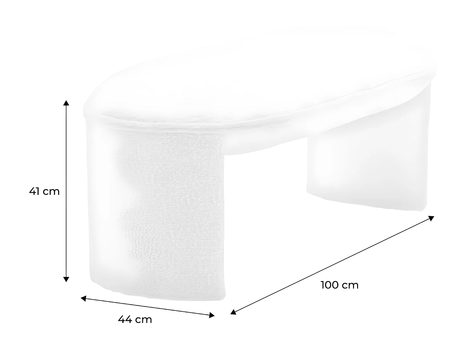 Banc ou bout de lit en tissu bouclette blanc crème L 100 x P 44 x H 41cm - SHAWN