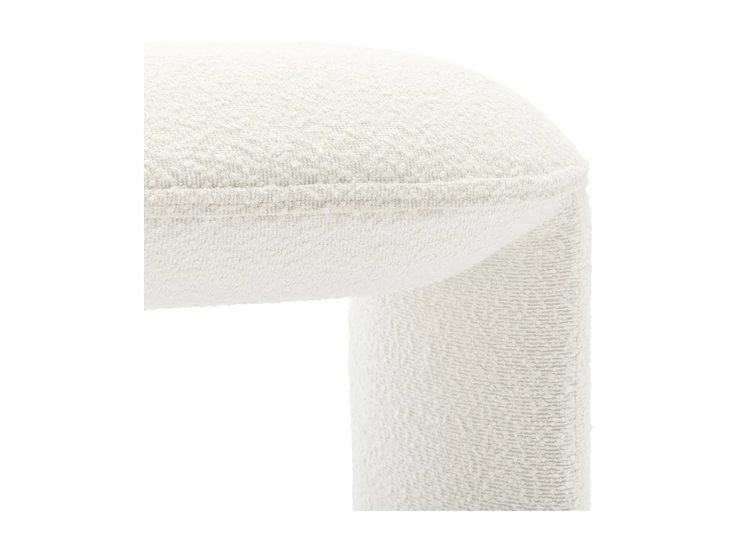 Banc ou bout de lit en tissu bouclette blanc crème L 100 x P 44 x H 41cm - SHAWN