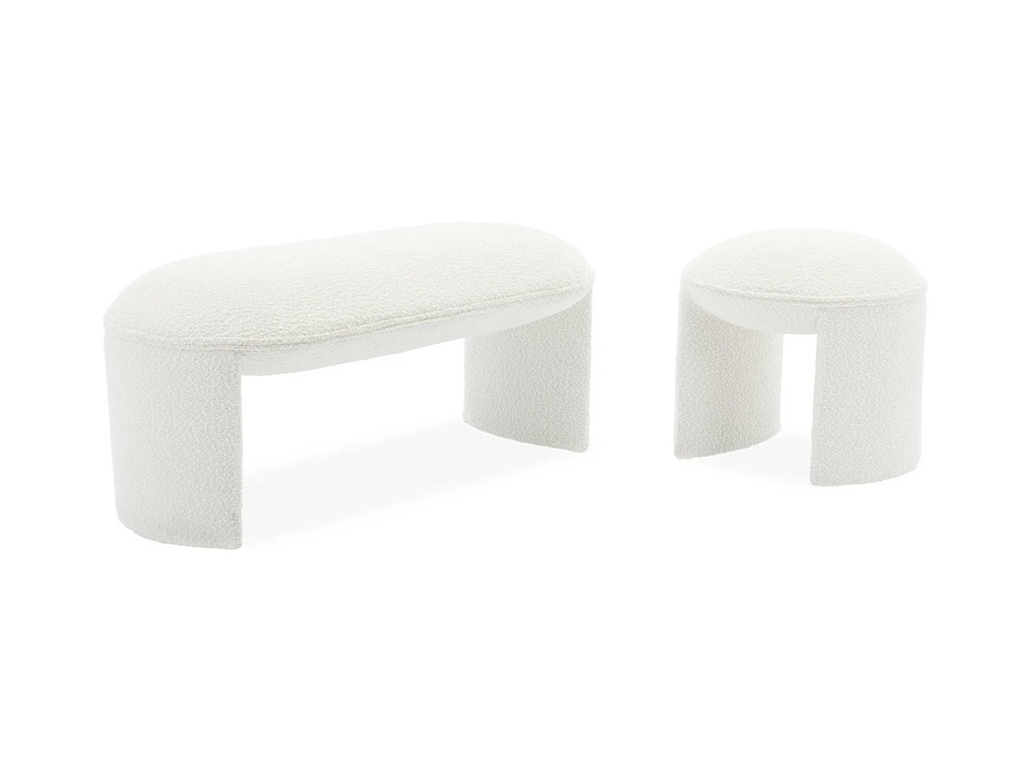 Banco pie de cama estilo borreguito crema