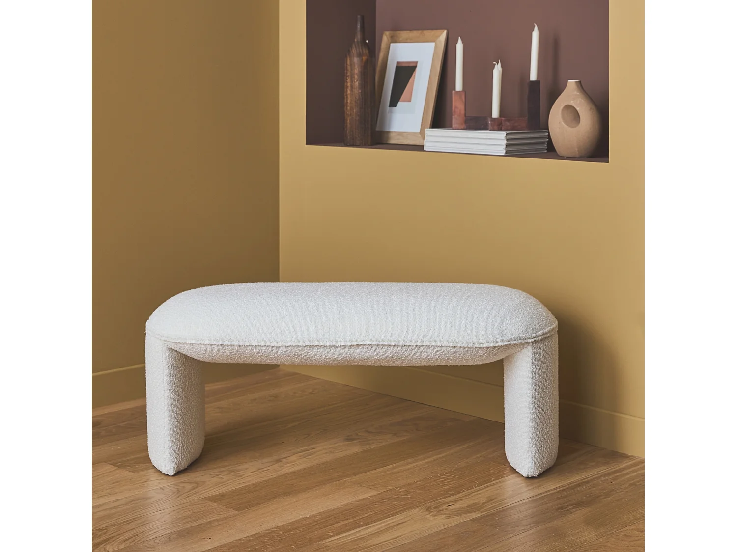 Panca bouclé fondo letto crema