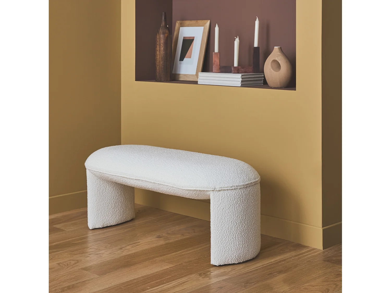 Panca bouclé fondo letto crema