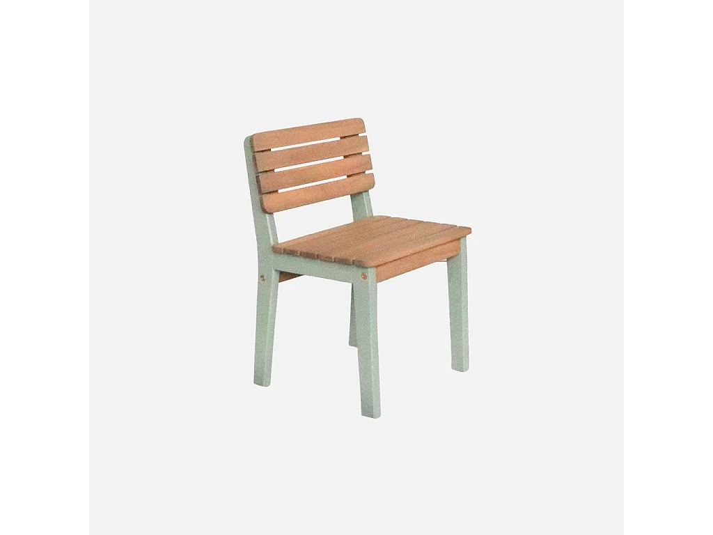 Lot de 2 chaises en bois d'acacia pour enfant. salon de jardin enfant vert de gris. intérieur / extérieur