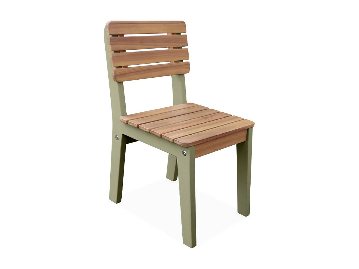 Lot de 2 chaises en bois d'acacia pour enfant. salon de jardin enfant vert de gris. intérieur / extérieur