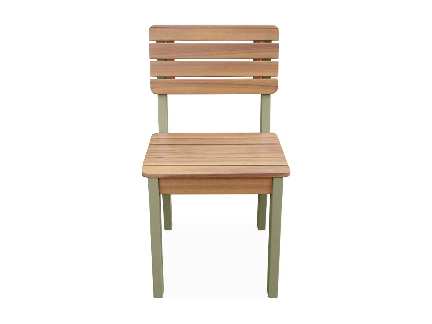 Lot de 2 chaises en bois d'acacia pour enfant. salon de jardin enfant vert de gris. intérieur / extérieur
