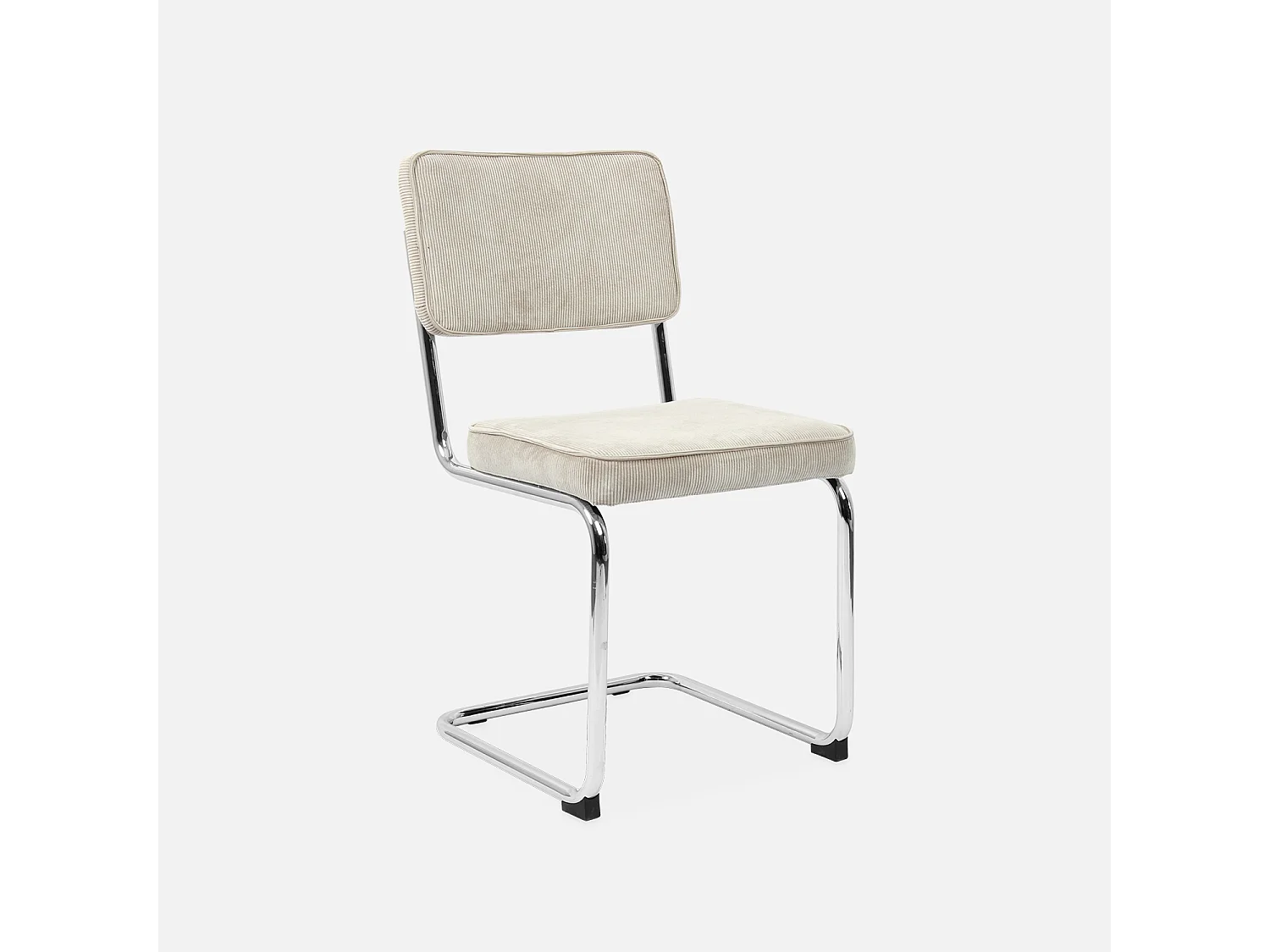 Lot de 2 chaises cantilever. velours côtelé Crème - Maja