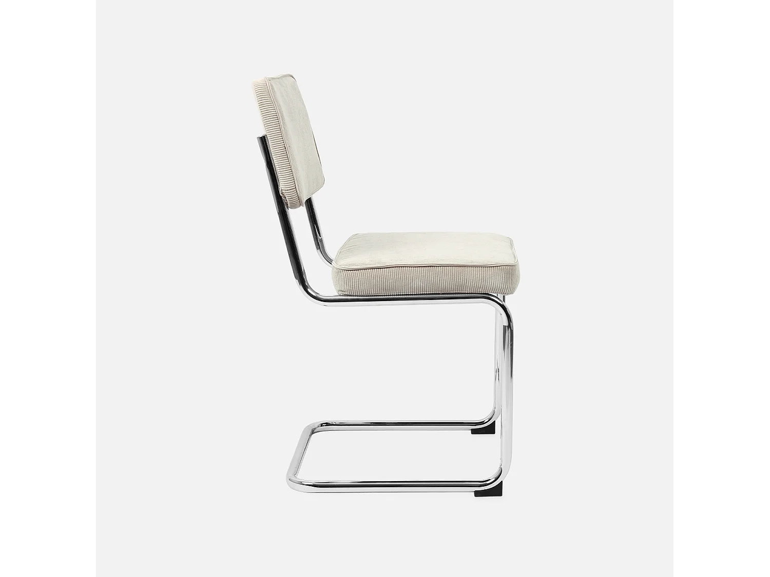 Lot de 2 chaises cantilever. velours côtelé Crème - Maja