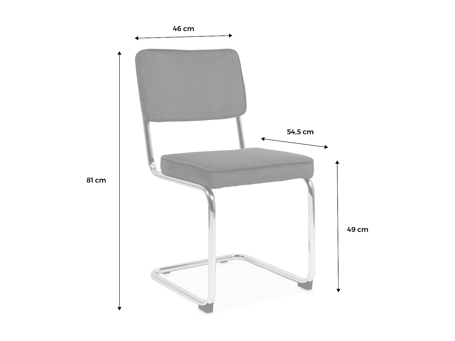 Set 2 sedie a sbalzo in velluto a coste, beige grigio