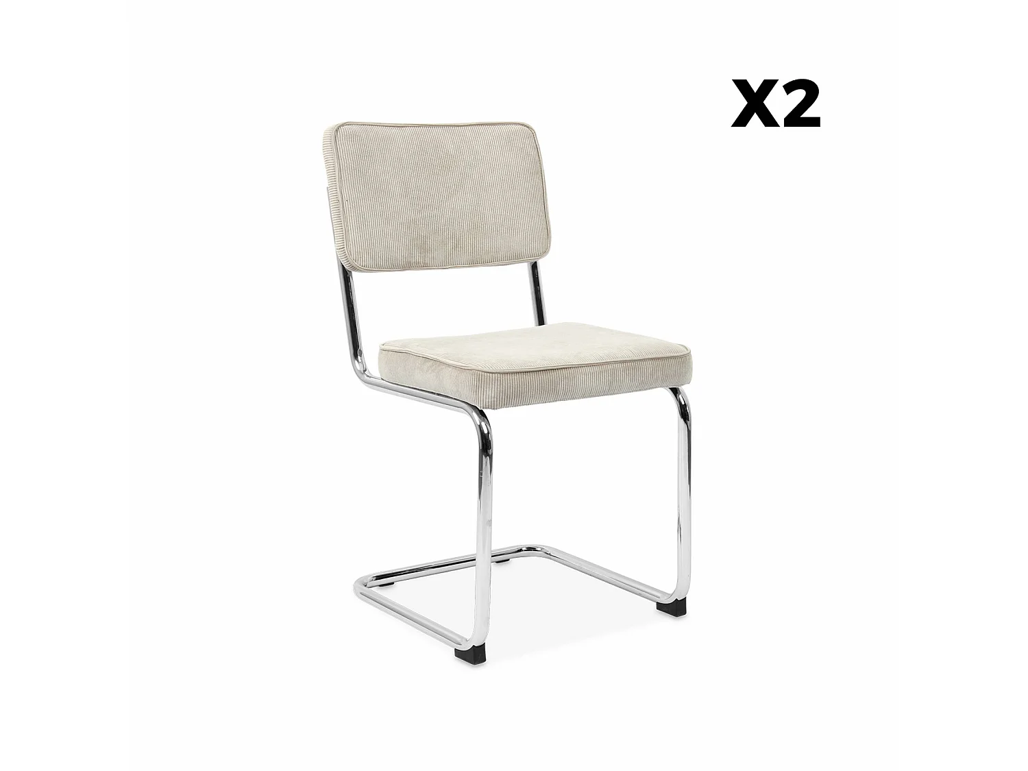 Set 2 sedie a sbalzo in velluto a coste Beige grigio - 46x54.5x84.5 cm