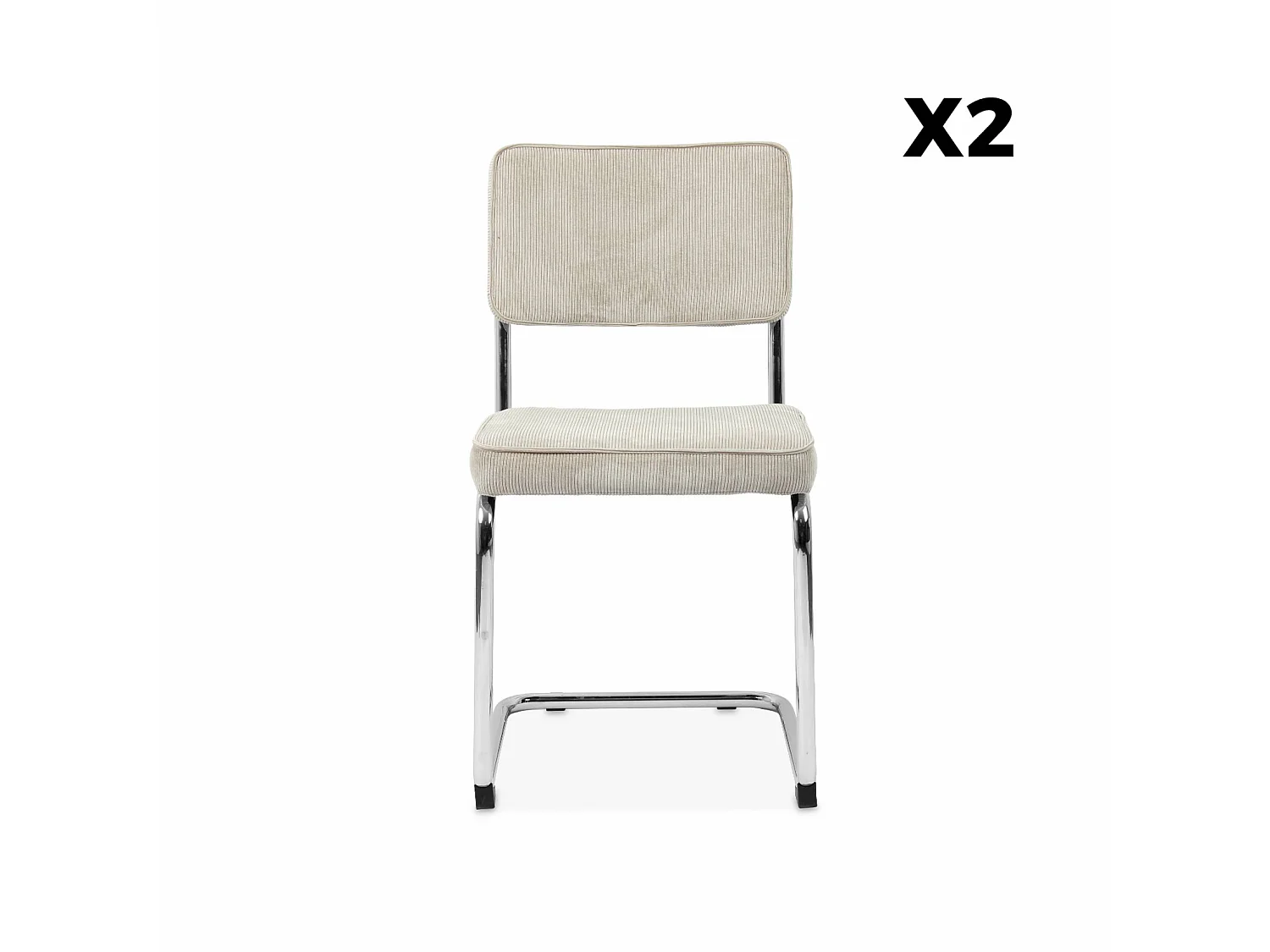 Set 2 sedie a sbalzo in velluto a coste Beige grigio - 46x54.5x84.5 cm