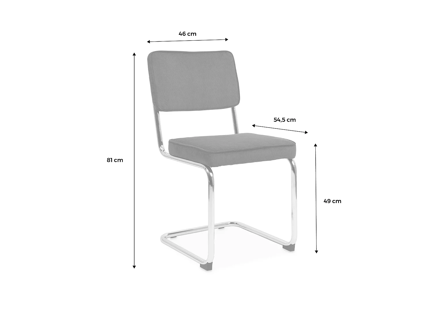 Set 2 sedie a sbalzo in velluto a coste Beige grigio - 46x54.5x84.5 cm