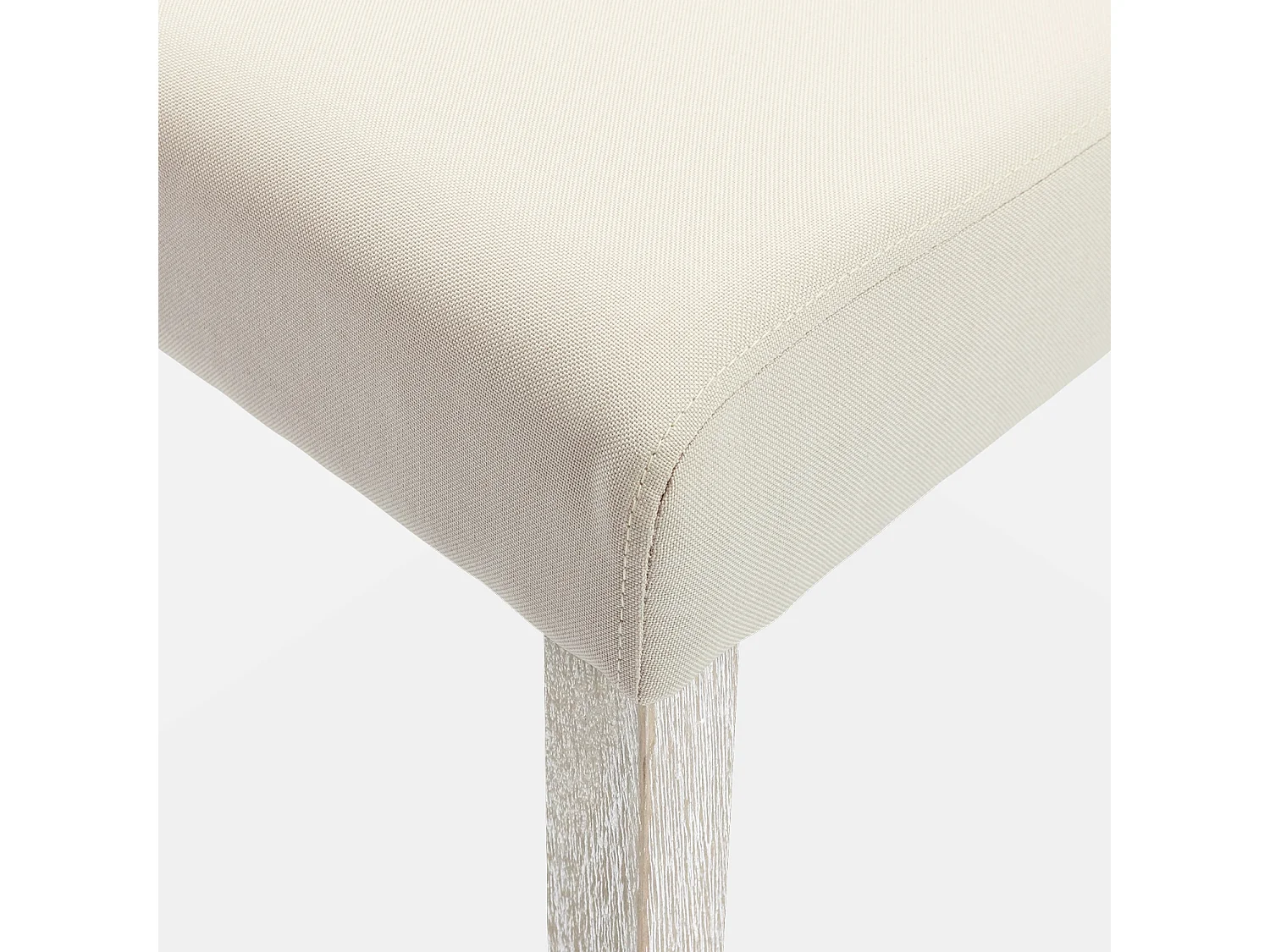 Set di 4 sedie in tessuto con gambe in legno, ecrù