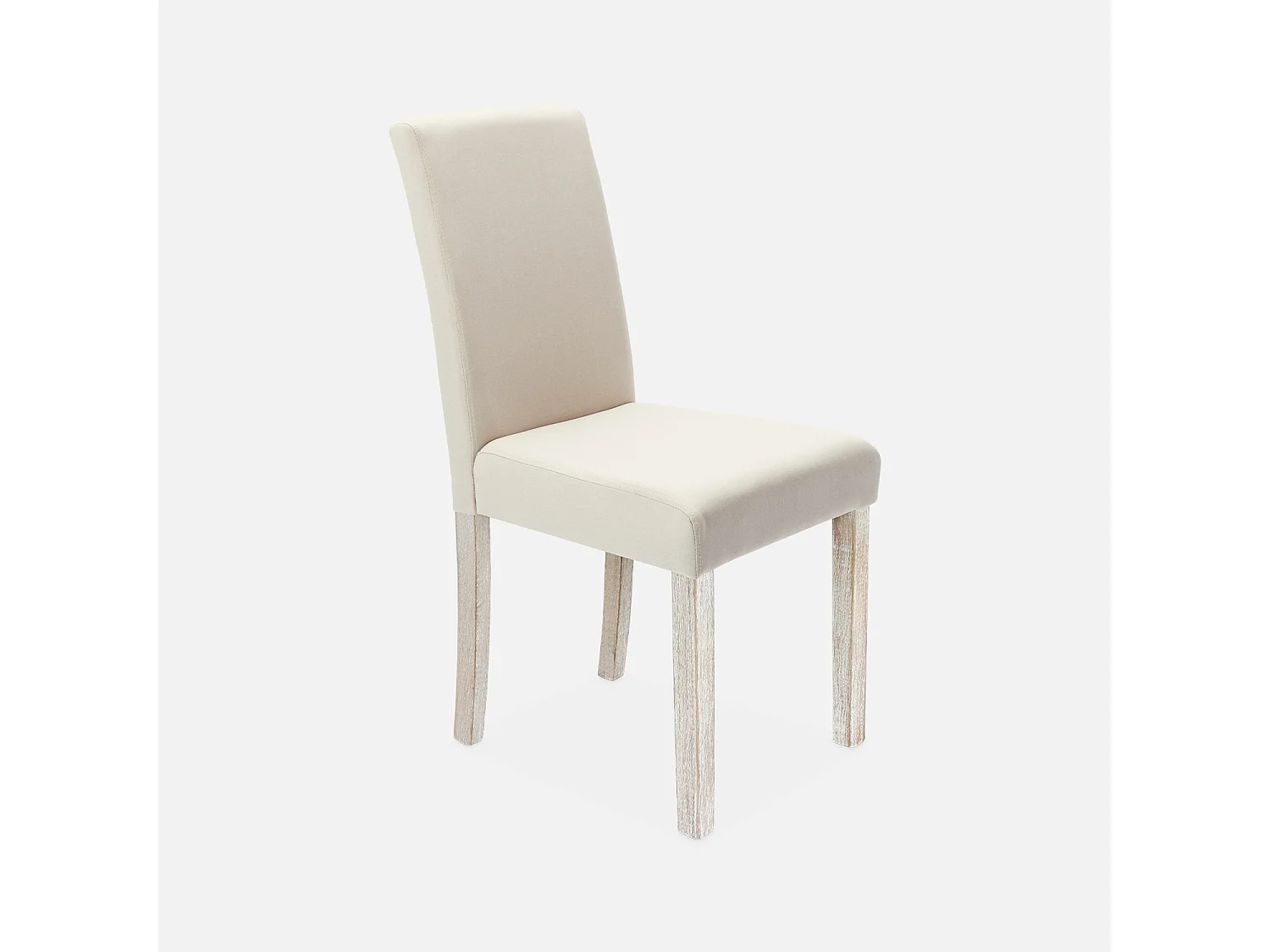 Silla de tela con patas de madera, set de 4 crudo
