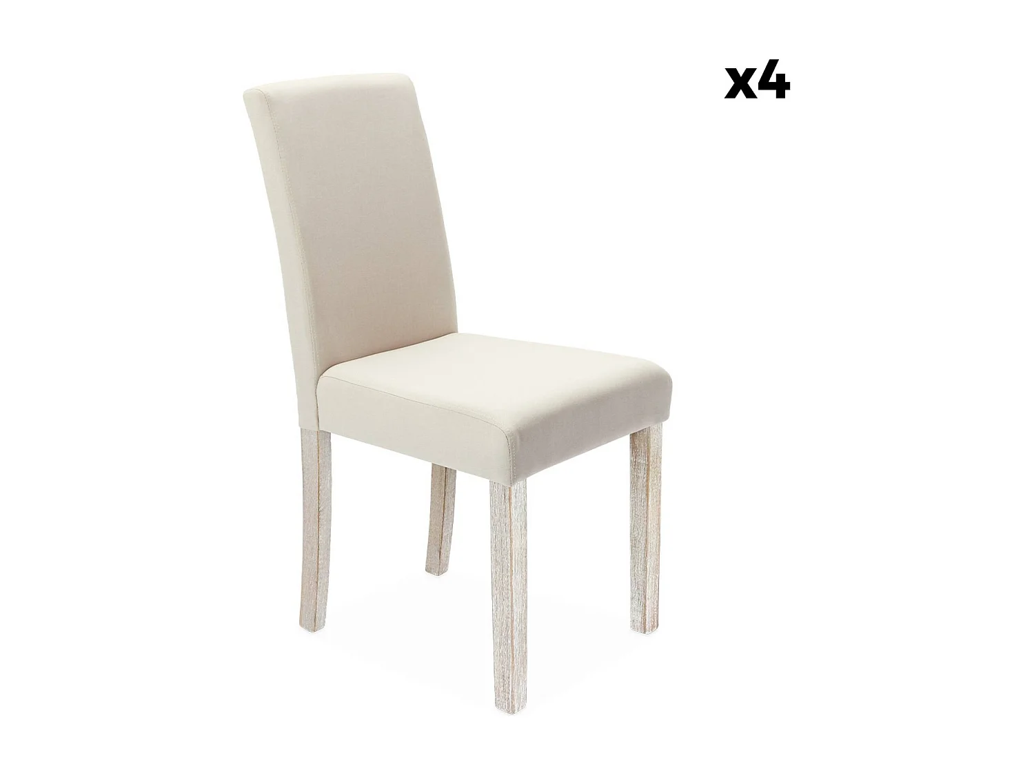 Lot de 4 chaises - Rita - chaises en tissu. pieds en bois cérusé. écru