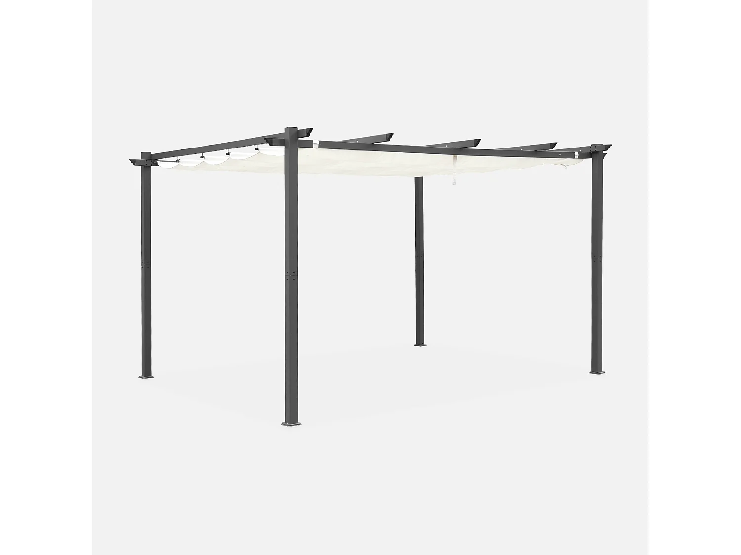 Pergola aluminium - Isla 3x4m -  Toile écru- Tonnelle idéale pour votre terrasse. toit rétractable. toile coulissante. structure aluminium