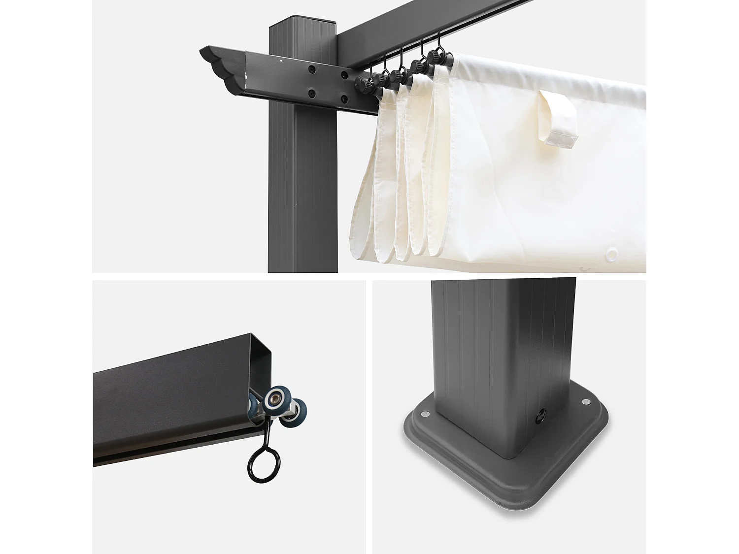 Pergola aluminium - Isla 3x4m -  Toile écru- Tonnelle idéale pour votre terrasse. toit rétractable. toile coulissante. structure aluminium