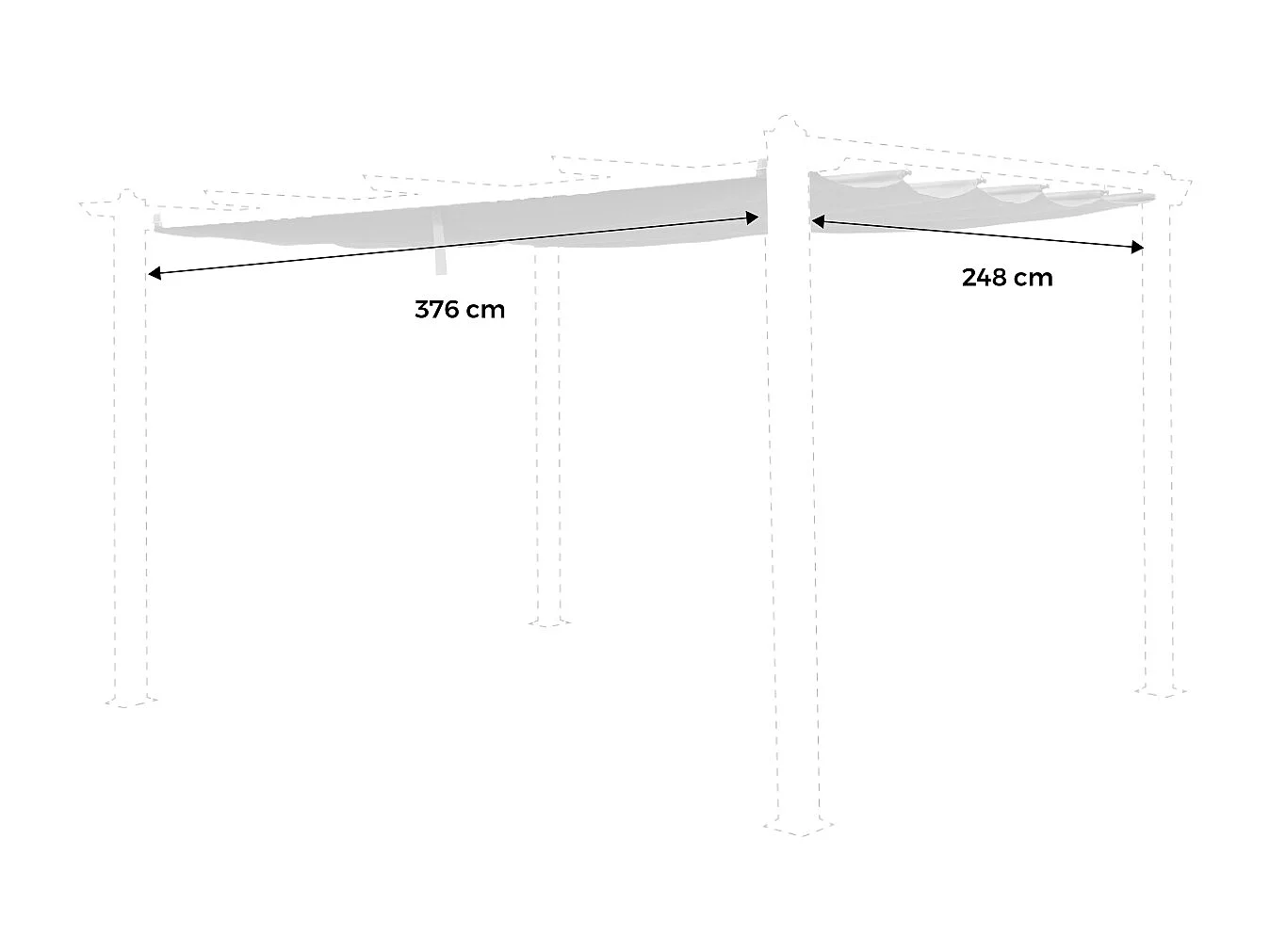 Toile de toit écrue pour tonnelle 3x4m Condate - toile de rechange pergola. toile de remplacement
