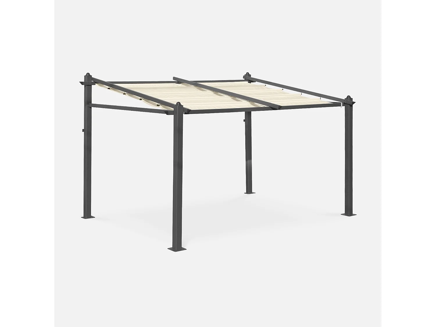 3x4m  pergola in alluminio con copertura scorrevole, ecrù