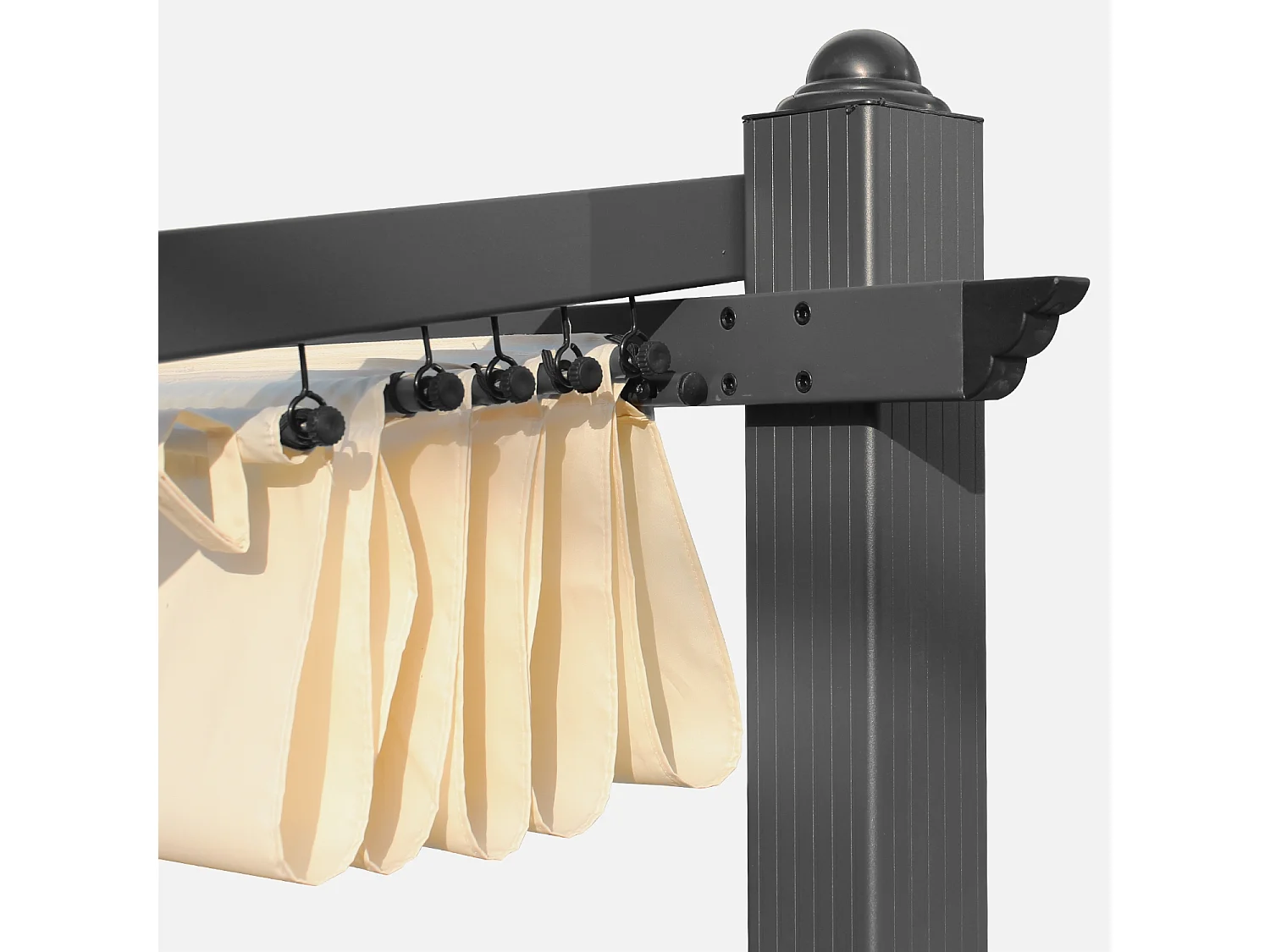 3x4m  pergola in alluminio con copertura scorrevole, ecrù