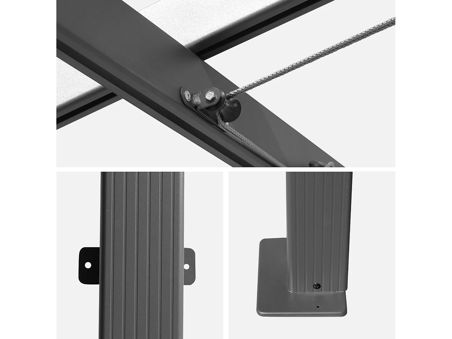 3x4m  pergola in alluminio con copertura scorrevole, ecrù