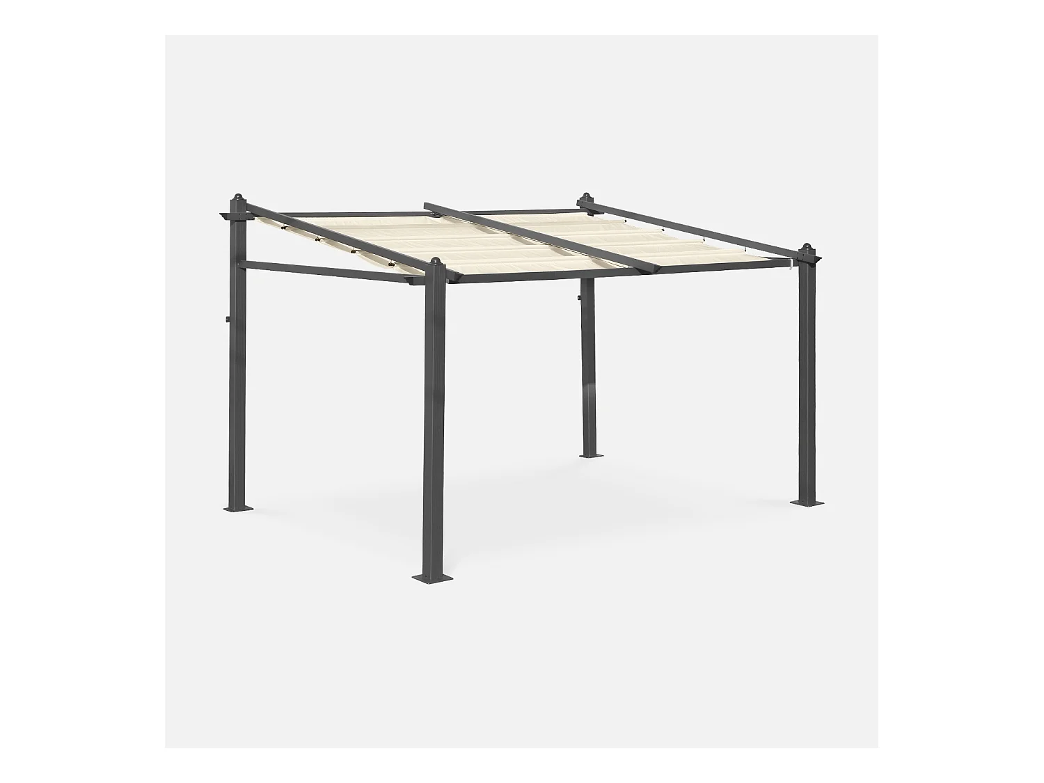 Pergola murale en aluminium - Murum 3x4m - Tonnelle Toile ecru