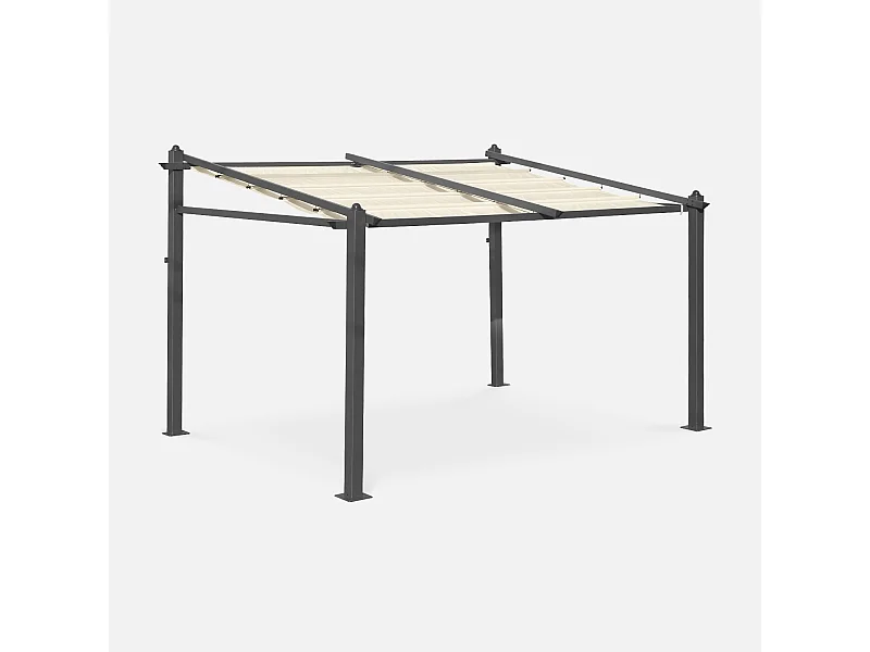 Pérgola 3x4m de aluminio con cubierta corredera crudo