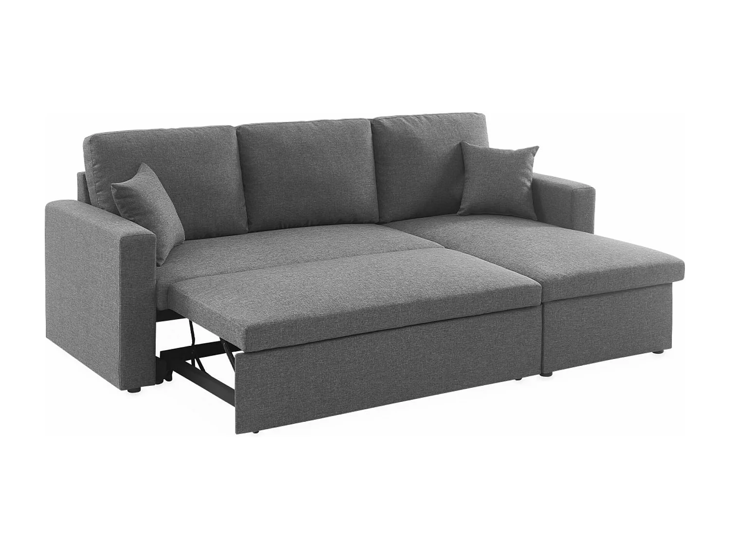 Divano letto angolare reversibile con contenitore, 3 posti, grigio